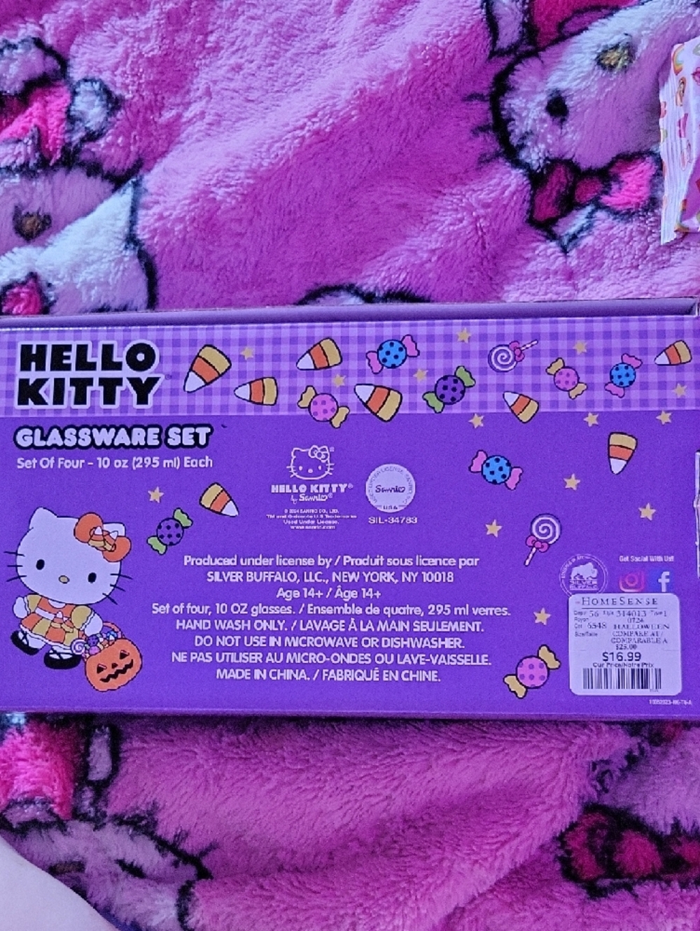 NEW Hello Kitty Halloween Glassware Set - Pink, Black & Orange OS - Picture 2 of 3